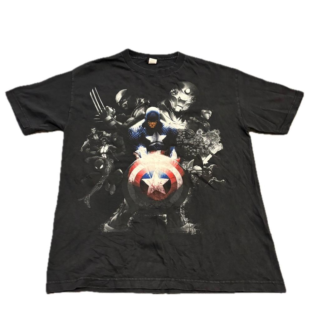 Mad Engine Marvel Comics Avengers Graphic Tee Black Mens L Captain America Shirt